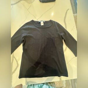 Marina Rinaldi Black Silk Cashmere Beaded Neckline Sweater - Medium